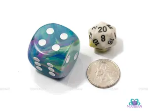 Festive Waterlily D6 (30mm) | 30mm Large Acrylic Pipped D6 Die (1) | Chessex