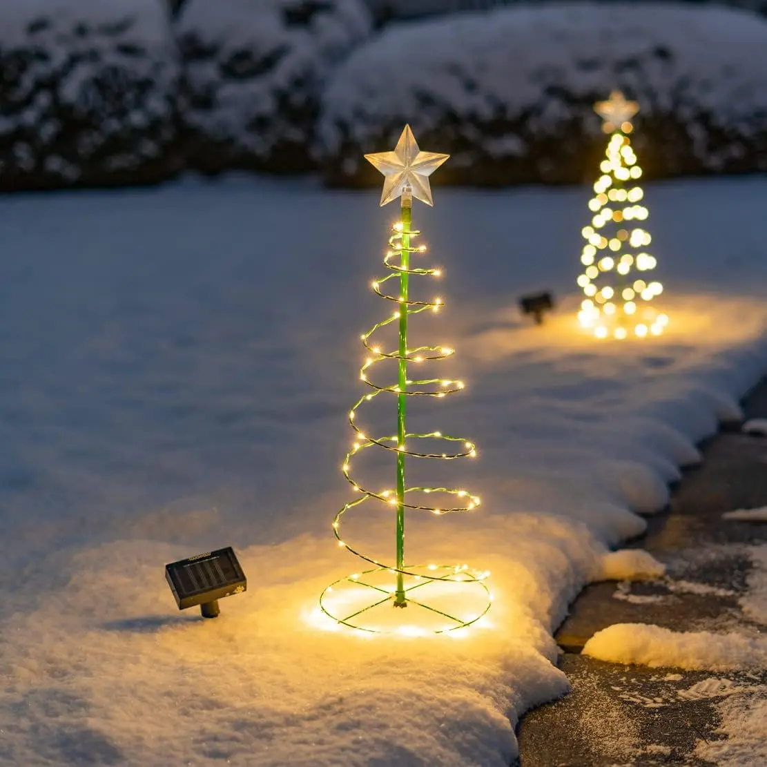 Solar  Christmas Tree Metal Multicolor