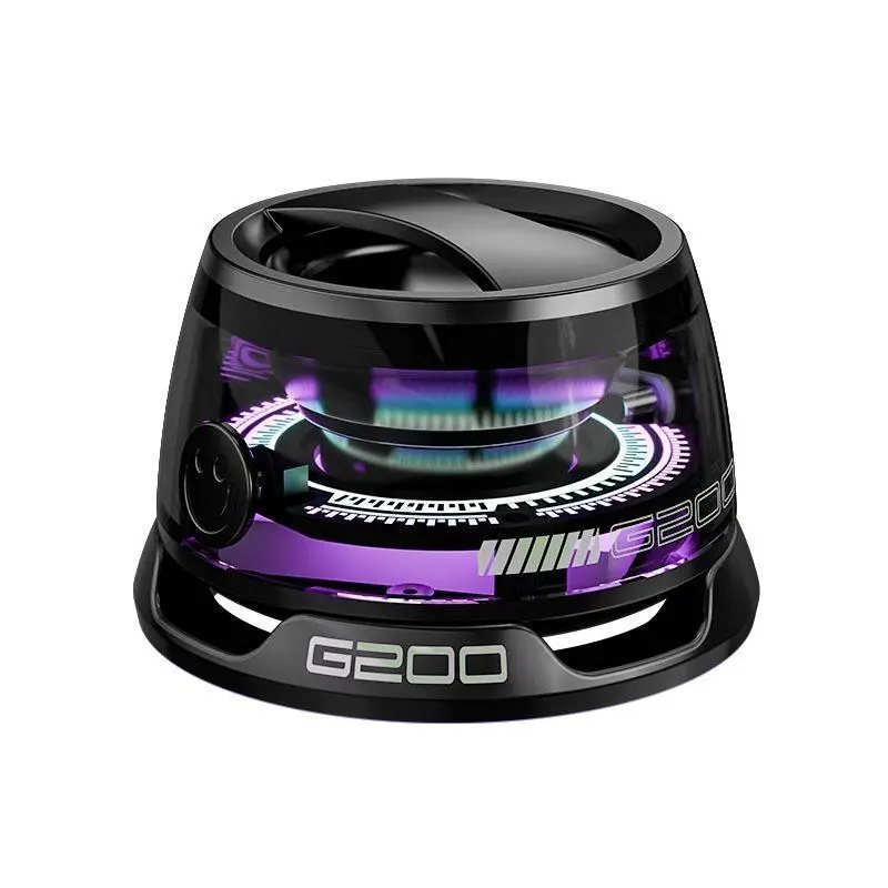 Magnetic Mini Bluetooth Stereo Speaker - Portable RGB Light Wireless Speaker with Transparent Design, Smartphone Holder, Streaming Compatibility for All Smartphones, Compact