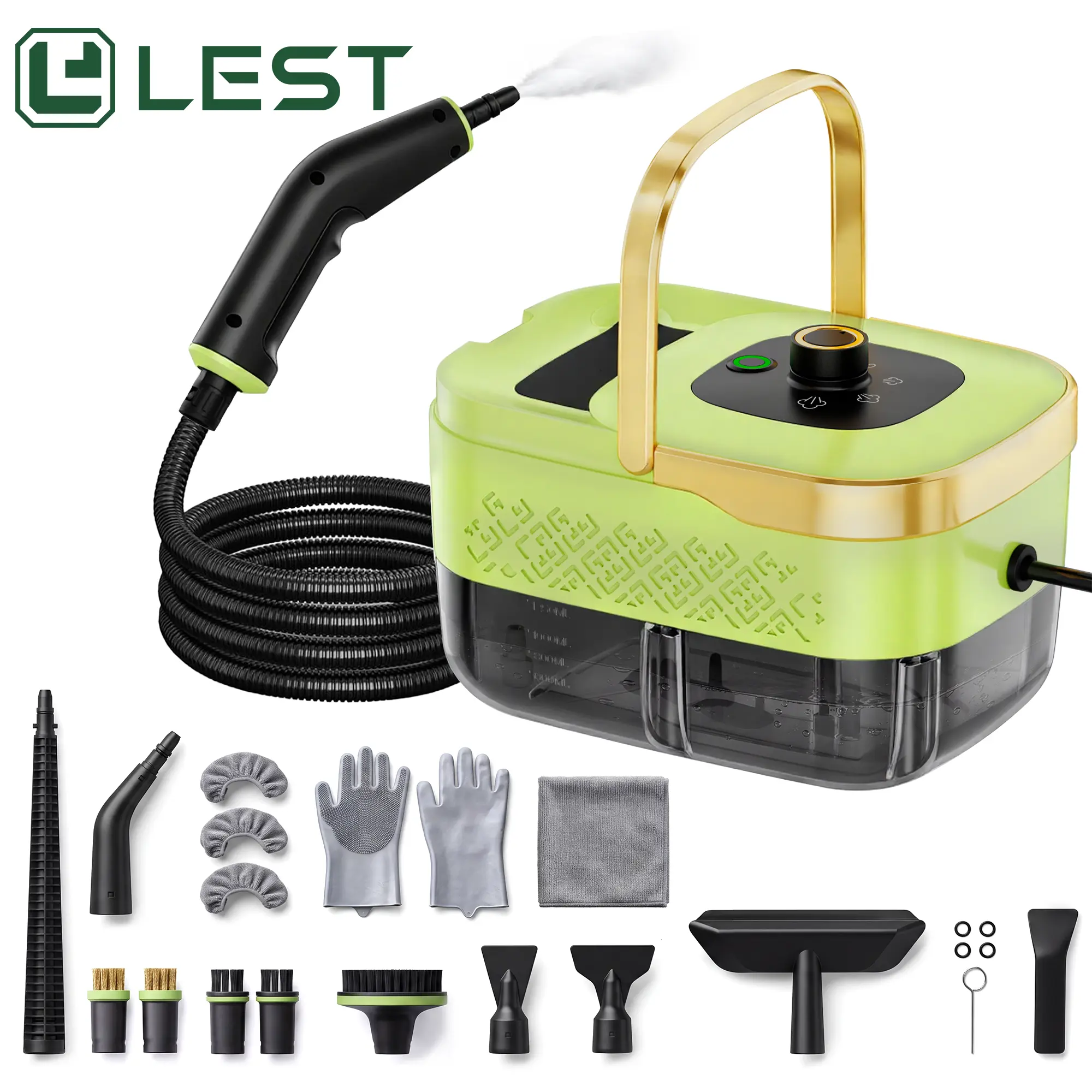 LEST C1T Steam Cleaner 22-Piece Accessory Kit 3 Adjustable Steam Levels Multi-Purpose Cleaner for Home Kitchen Bathroom Car