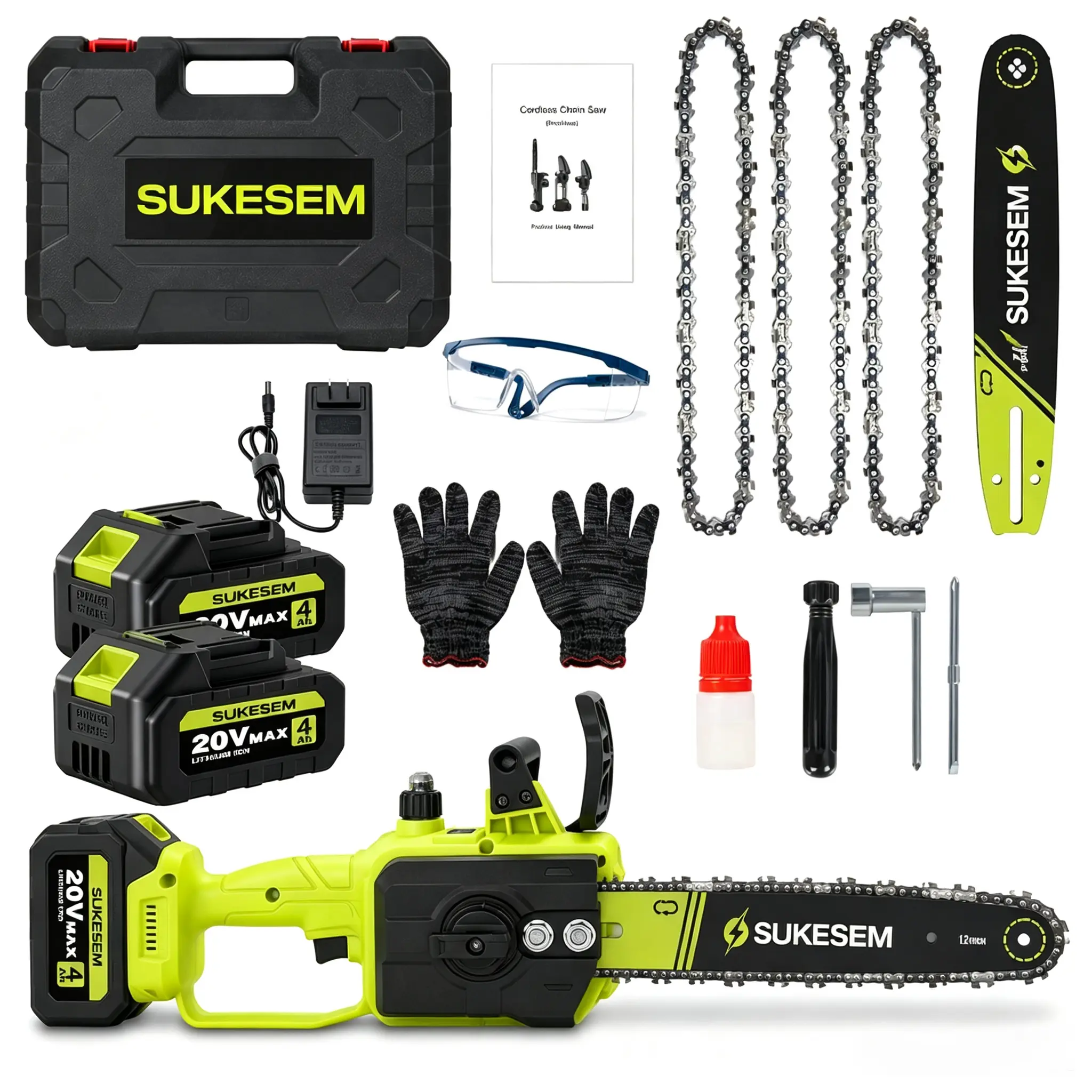 Outdoor Cordless Chain saw 12" Wide Guide Rail–Compact handheld electric chainsaw,equipped,4Ah batteries,highly efficient for wood cutting,tree trimming and pruning–ideal for woodworkers and DIY enthusiasts garden gadgets yard tool gardening work