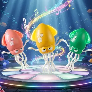 Dancing Squid Toy with Lights & Music – Funny Swimming Wiggling Squid for Kids, Interactive Moving Educational Gift