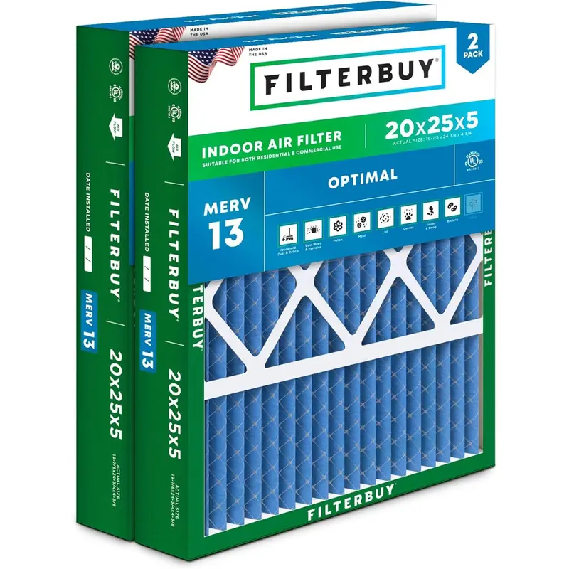 Filterbuy 10x10x1 Pleated Air Filters – MERV 13 – HVAC Furnace AC – Various Pack Sizes