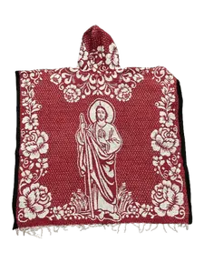 Unisex Adult San Judas Tadeo Poncho/Gaban with Hoodie / Gorro