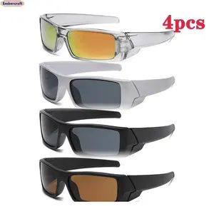 4PCS Cycling Sunglasses UV400 Protection Lightweight Wraparound Sports Glasses Anti-Dust Windproof for Men Women Outdoor Running Biking Hiking Fishing Driving Comfortable Durable High Definition Lens
