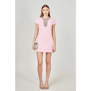 Jas Jewel Trim Mini Dress - Pink