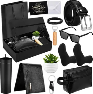 Fathers Day Gifts 13 Pcs Birthday Gifts Baskets for Men Gift for Men Birthday Gift Box 16 oz Tumblers Wallet Toiletry Bag Belt Sock Bottle Opener Bracelet Glasses Keychain for Dad Boyfriend Husband
