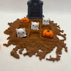 3D Printed Tic Tac Toe Halloween Set with Cute Cat Figures and Pumpkin Decorations for Fun Gaming Spooky Ornaments