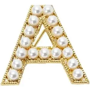 Elegant  Plated Simulated  Initial Letter Brooch Pins for Women