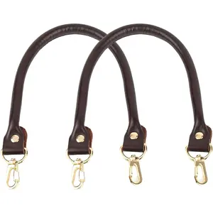 , 2 Pack Purse Straps Replacement Leather Handbag Handles Dark Brown with  Metal Lobster Buckles