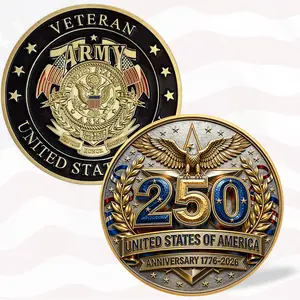 America 250th Anniversary Army Commemorative Coin, USA 250th Anniversary Challenge Coin 1776-2026 Gift for Veterians, History Lovers