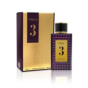 Fragrance World Viola 3 Eau De Parfum 90ml 3.04 FL OZ Spices Bergamot Blackcurrant Jasmine Lily of the Valley Rose Vanilla Patchouli Cedar Bottles