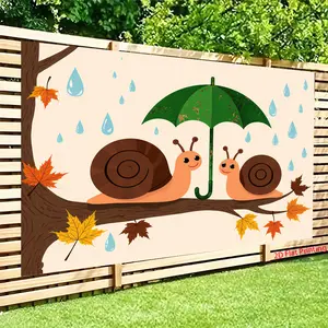 2D Flat, 2D Flat tapestry, 1pc- A Small Snail Under an Umbrella in the Rain, UV Printing- tapestry tapestry, Suitable for Photography tapestry, Party Decoration, 2D Flat