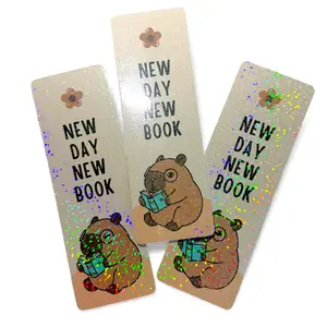 Cute Capybara Bookmark Sparkly Dot Glitter Finish New Day New Book On 2x6 Inches Adorable Capybara Design for Book Lovers