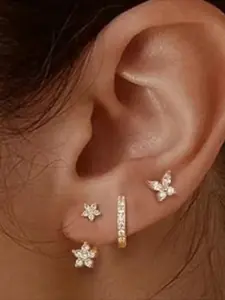 Zircon Butterfly Flower Stud Earrings Women's Premium Earrings Set Gifts Valentine's Day Mother's Day Relatives Friends Lovers Ear Studs