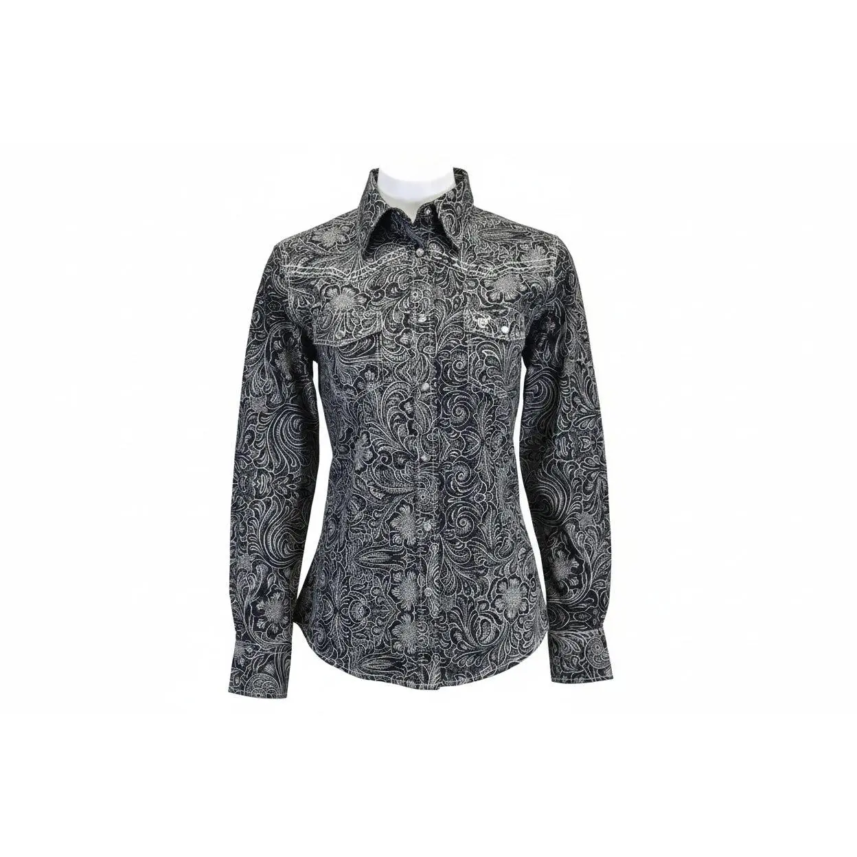 Women's CH Black "Tooled Floral" Long Sleeve Western Shirt