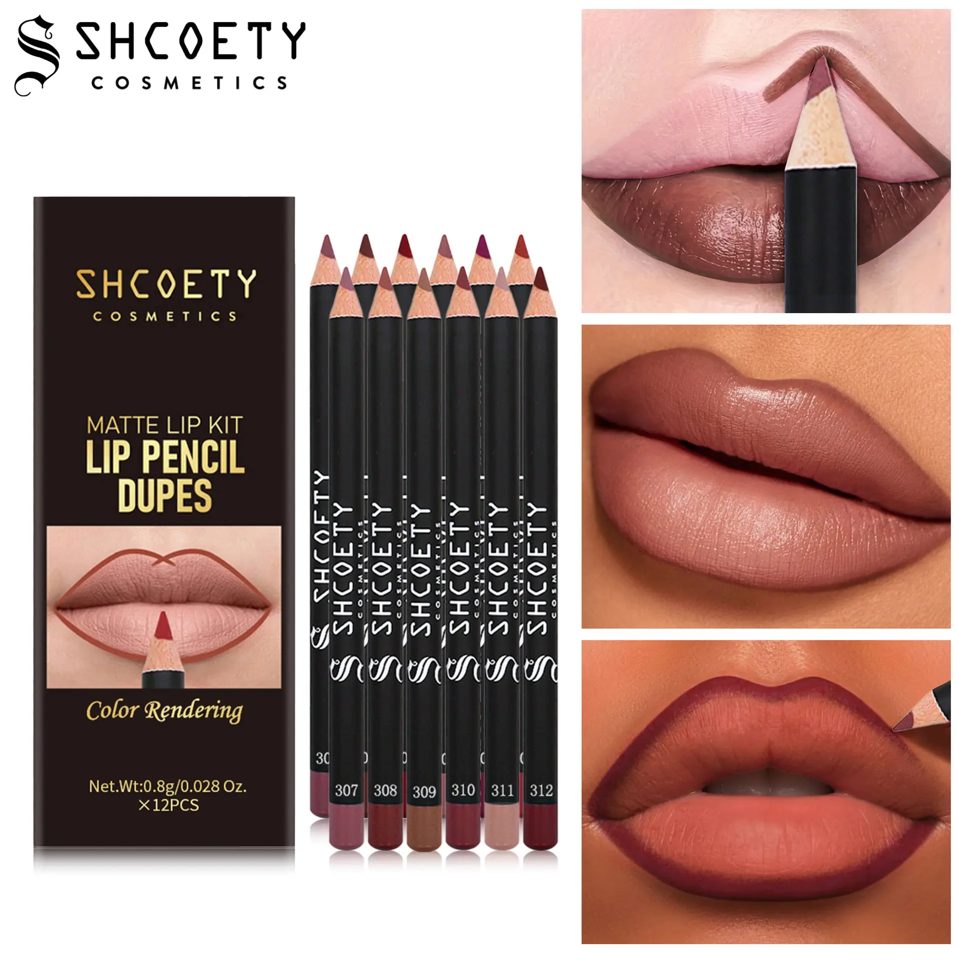 Easy Coloring Lip Liner Pencil Set, 12pcs/box Matte Lip Liners, 24 Hours Long-Lasting Matte Lipliner for All Occasions, Lip Makeup Cosmetic Kit, Lip Products