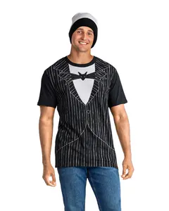 Disney The Nightmare Before Christmas Shirt Men's Jack Tuxedo Shirt and Beanie Set