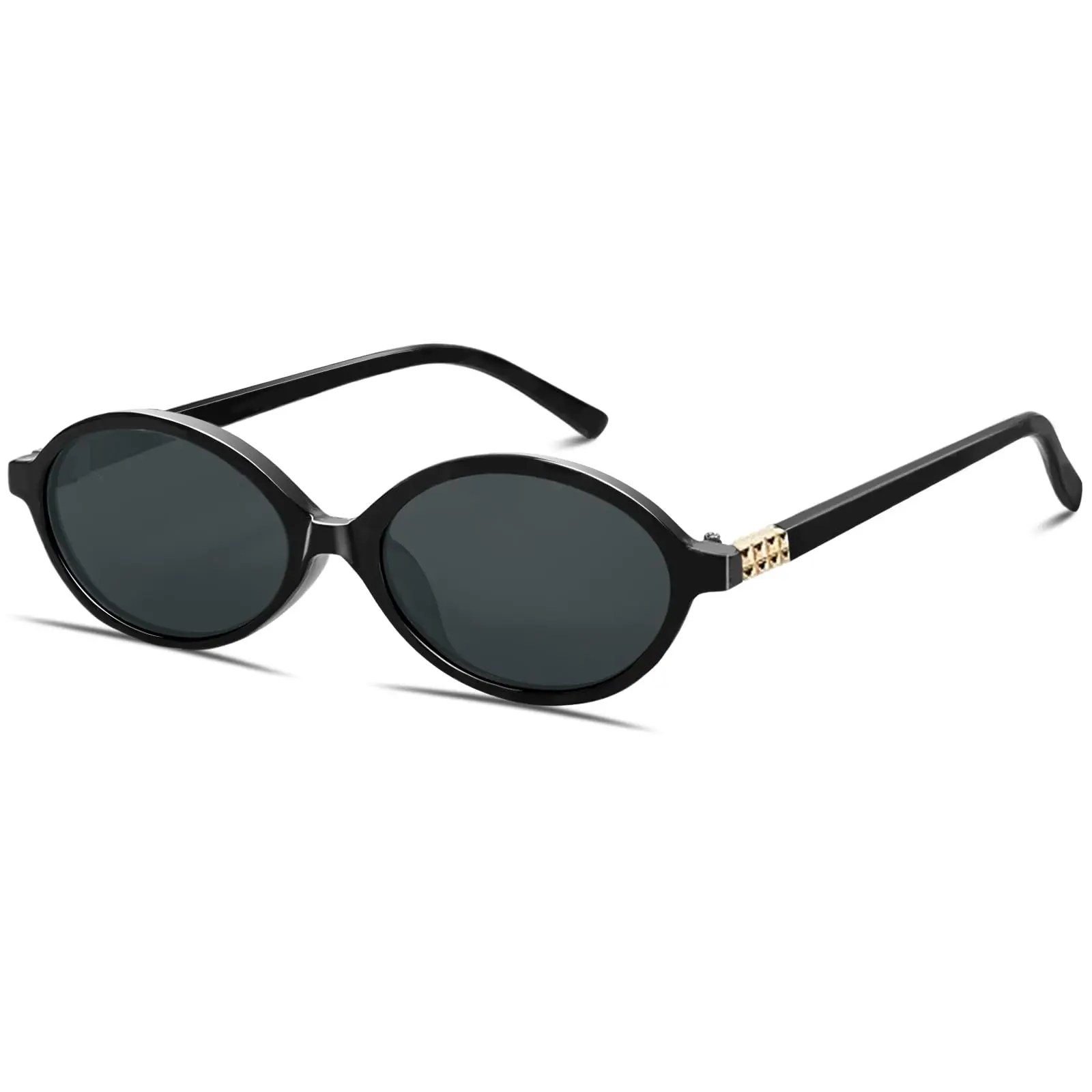 Free People Boho Chic Black Oval Sunglasses with Gold Accents and Black Lenses Retro Oval Metal Sunglasses for Women, 2025 Trendy Chic  main image 4