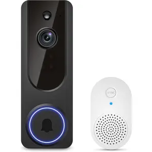 Hubposh Doorbell Camera Wireless with Indoor Receiver, Baby Monitor, Battery Powered, AI Human and Motion Detection, 2 Way Talk, 1080P Night Vision, Cloud Storage (Sold Separately)