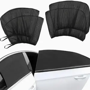 4pcs Car Mosquito Net Window Screen | Universal Type, Suitable for Most Cars, SUVs, Trucks, Campers and Trailers - High-density Black Mesh Fabric, Provides Sun Protection and Insect Prevention, Easy to Install and Ventilated Curtains, Car Sunshade