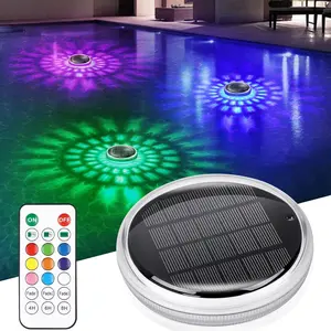 Solar Floating Pool Lights(2 Pack), Pool Lights That Float with Remote Control, 9 Lighting, Timing Mode, IPX7 Waterproof for Inground Pool, Bathroom, Bathtub, Pool Party, Solar Powered Light