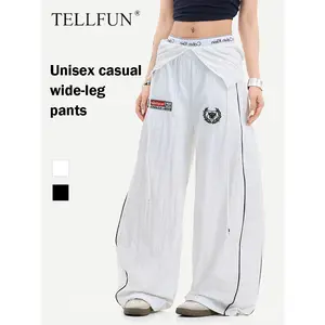 TELLFUN--Men's Y2K Printed Lightweight Baggy Sweatpants, Drawstring Straight Leg Stylish Casual Streetwear Dance Pants with Pocket, Ideal for Pairing with Hoodie or Sneakers, Personalized Menswear Bottoms