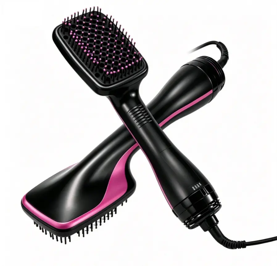 Balanced Ion Infused Dual-Function Warm Air Styling Brush, All-In-One Blowout Grooming Accessory For Women’s Everyday Hair Shaping