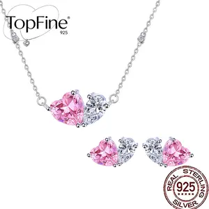 S925 Sterling Silver Pink Heart and White Teardrop Zirconia Pendant Necklace and Stud Earrings Fashion Jewelry Set for Women—the perfect gift for Mom and your loved one. Ideal for parties, holidays, weddings, engagements, birthdays, and special occasions