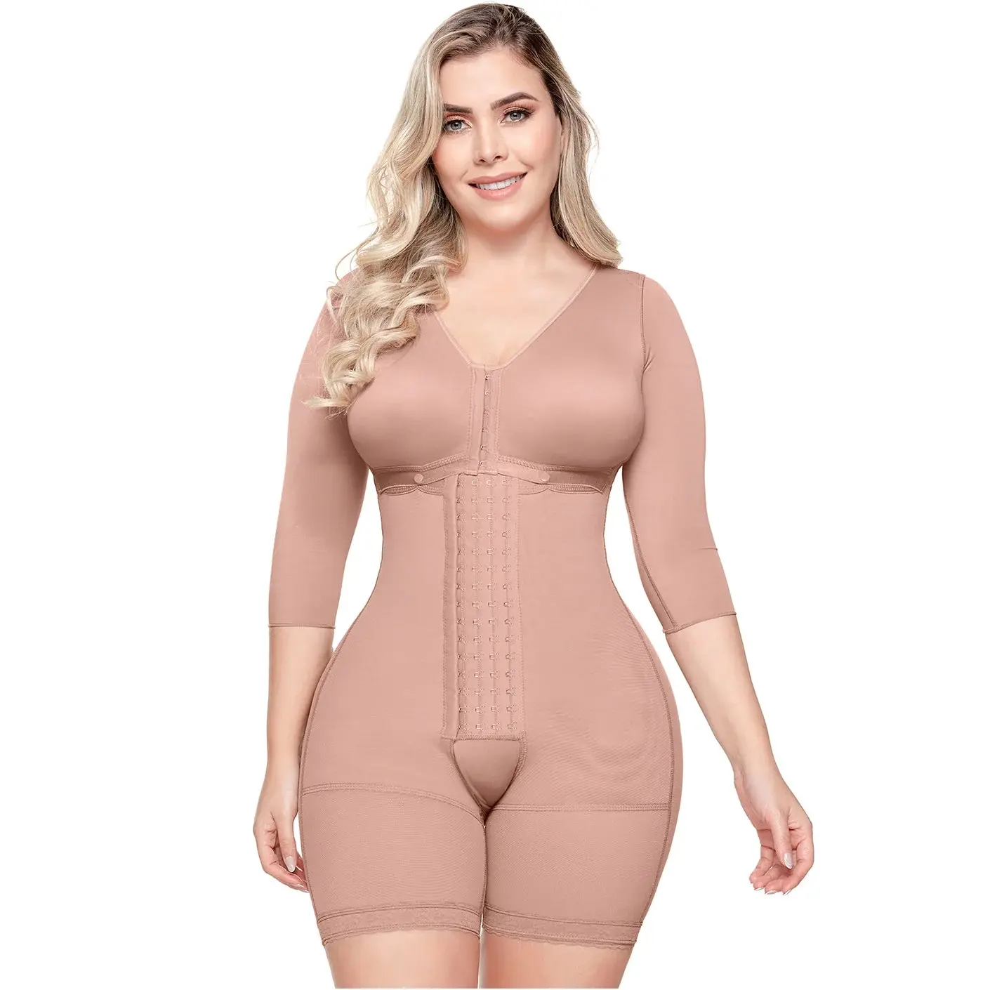 Post-Surgery BBL and Arm & Thigh Liposuction 360 103BF Faja with sleeves High Compression & Bra Support