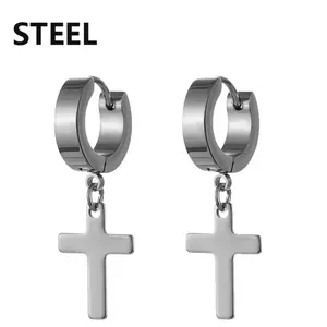STEEL Men's Stainless Steel Cross Stars Punk Dangle Earring Fashionable and Unique Design