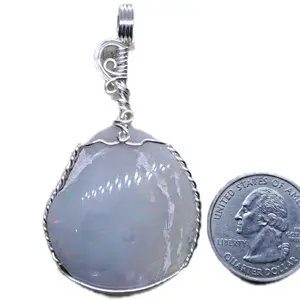 Opal Fossil Clam Shell Pendant