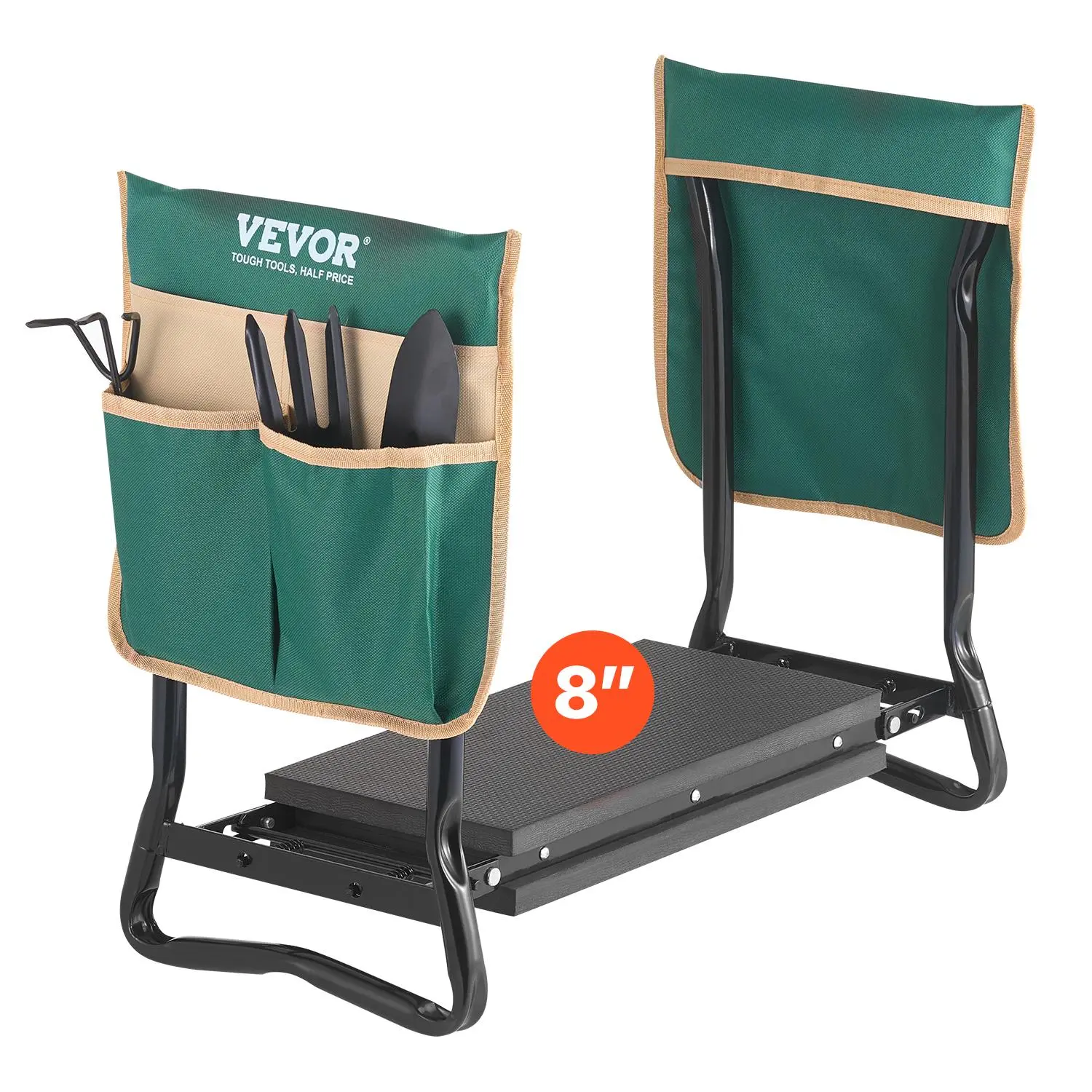 【Summerfinds】VEVOR Garden Kneeler and Seat,  , 8 in Wide Kneeling Pad, Heavy Duty Garden Kneeling Stool, Folding Garden Seat with 2 Tool Bags, Relieve Knee & Back Pain, Portable Garden Bench for Women Grandparents