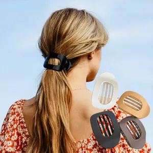 6-Pack No-Crease Matte & Glossy Hair Clips for Women & Girls – Solid & Patterned Acrylic Flat Barrettes, Strong Grip Claw Clips for Thick & Thin Hair, Minimalist Hair Accessories for Work, School, Everyday Wear & Parties Flatclawclip Hair Claws