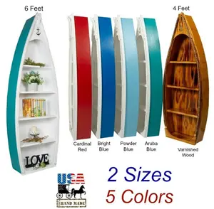BOAT BOOKSHELF - 4' & 6' Amish Handmade Rowboat in 5 Colors