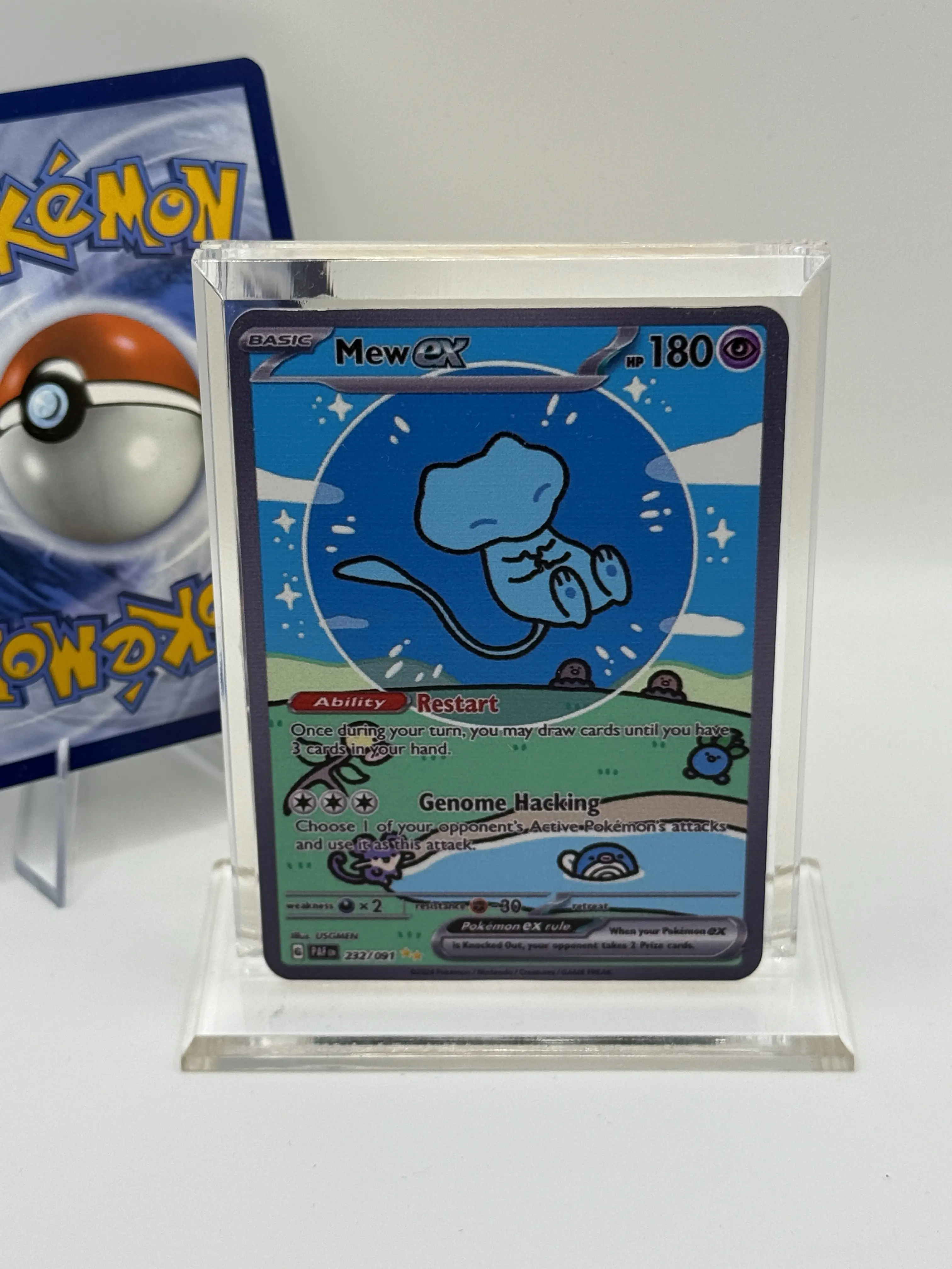 Mew ex (bubble) 232/091 - Custom-Art Gold Metal Pokemon Card w/ Bonus Holo Card!