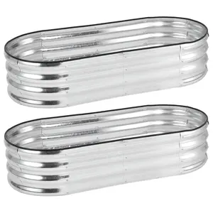2 Pcs 4.5x2x1 ft Oval Raised Garden Bed, Galvanized Raised Beds,Open-Ended Base Metal Raised Planter Beds,Planter Raised Boxes for Vegetables, Flowers,Tool-Free Asse,Rubber Edge