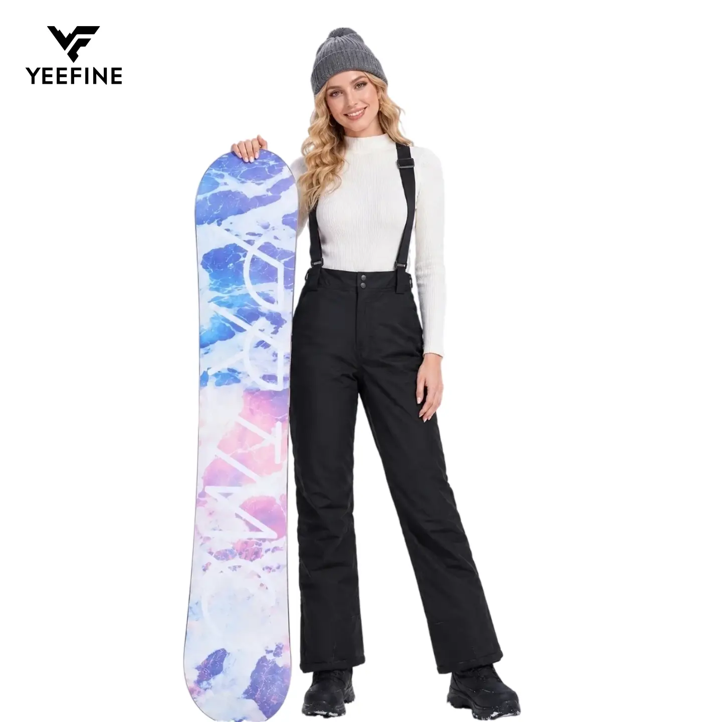 YEEFINE Women's Ski Pants Insulated Snow Pants Waterproof Winter Outdoor Hiking Pants with Adjustable Waist & Zippers for Skiing & Snowboarding