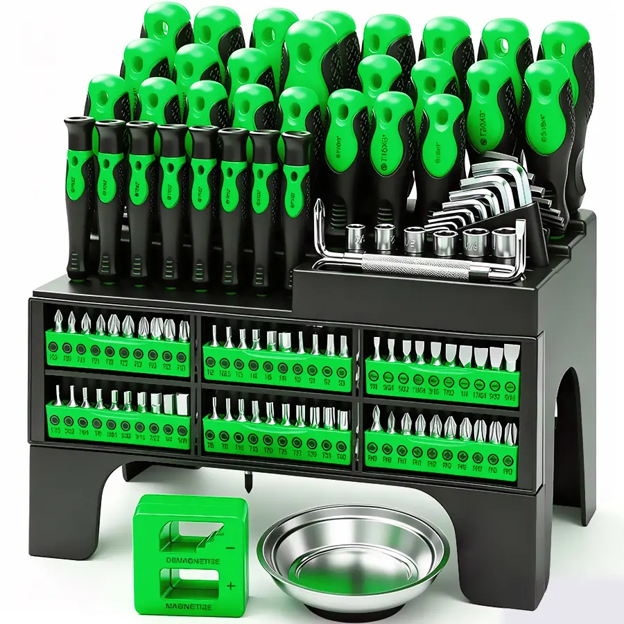 118-Piece Magnetic Screwdriver Set with Plastic Racking, Precision Screwdrivers, Magnetizer, Demagnetizer, Nut Drivers, Ratchet Handles, Allen Keys, Sockets & More - DIY Tools & Gift for Men