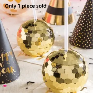 600ML Disco Ball Cup with Lid and Straw, Flashy Cocktail Glass for Parties, Party Supplies and Gifts, Perfect for Celebrations