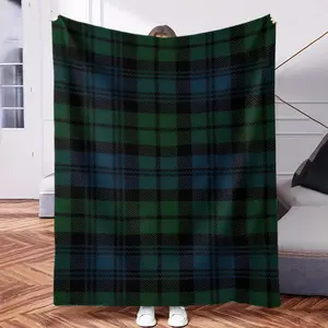 1pc Green Bohemian Plaid Tartan Blanket - Super Soft Flannel All-Season Luxury Bedspread, Throw & Shawl in Deep Green/Black/Blue/White/Gray - Cozy Home Decor for Christmas, Thanksgiving, Halloween, Mardi Gras