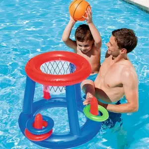 Water Basketball Hoop Set, Swimming Pool Inflatable Water Sports Toy, Water Games, Fun Outdoor Game for Kids & Adults, Portable Design for Easy Setup