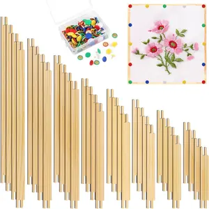 16 Sets Needlepoint Stretcher Bars with 100 Tacks, 8 Sizes 32 count Wooden Canvas Splicing Stretcher Bars for Needlework Embroidery Stitch Frame Set