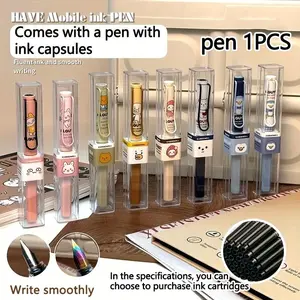 Cute Cartoon Steel Pen, Replaceable Ink Cartridges, Blue/, Smooth Ef Tip, Student Practice Pen, High Aesthetic Value, 20/50/100 Pack