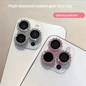 3-Piece Gear-Shaped Camera Lens Protector for iPhone 14/15/16/17 Series - Ultra-Thin, High-Definition, Scratch-Resistant, Drop-Proof, Anti-Fingerprint, Protective Lens Protector - Mobile Phone Camera Accessory Set - Mobile Phone Protection Accessory