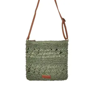Womens Crochet Mesh Straw Beach Bag Woven Crossbody Shoulder Bag Summer Beach Vacation Purse