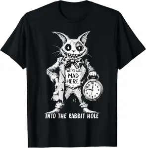Creepy Cheshire Cat in Wonderland Gothic Fantasy Art Horror Men  T-Shirt Graphic tees