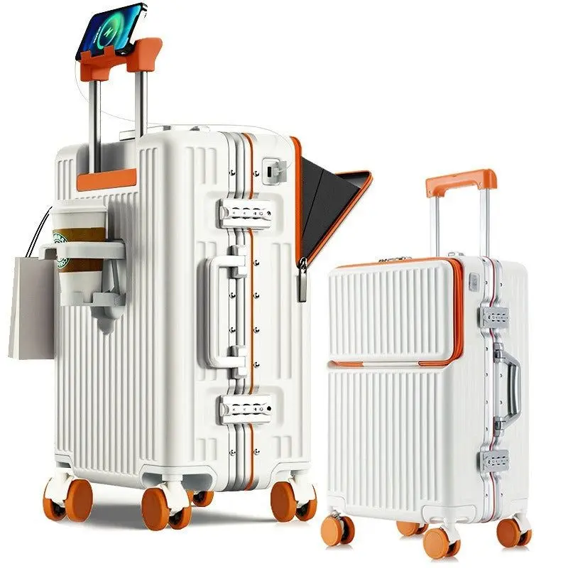 Aluminum Frame Hardside Luggage Sets - 20/24in Carry-On Suitcase with Front-Opening Easy Access, TSA Combo Lock, Combination Padlock, 360 Spinner Wheels, Aluminum Frame Luggage Sets, Frequent Traveler, Combo Lock Luggage Sets