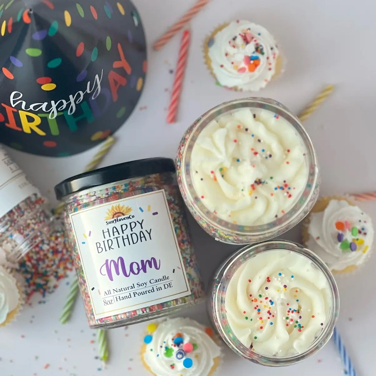Happy Birthday Candle, Personalized Birthday Gift, Custom Birthday Candle, Sprinkle Candle. Birthday candle gift idea