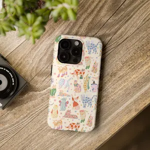 Aesthetic Cat Phone Case - Retro Kawaii Cats with Fun Outfits  Vintage 70s Floral & Polka Dot Pattern  Cute Animal Lover Gift  Compatible with iPhone 17 Pro Max 16 Plus 15 14 13 12 11 Halloween Smile